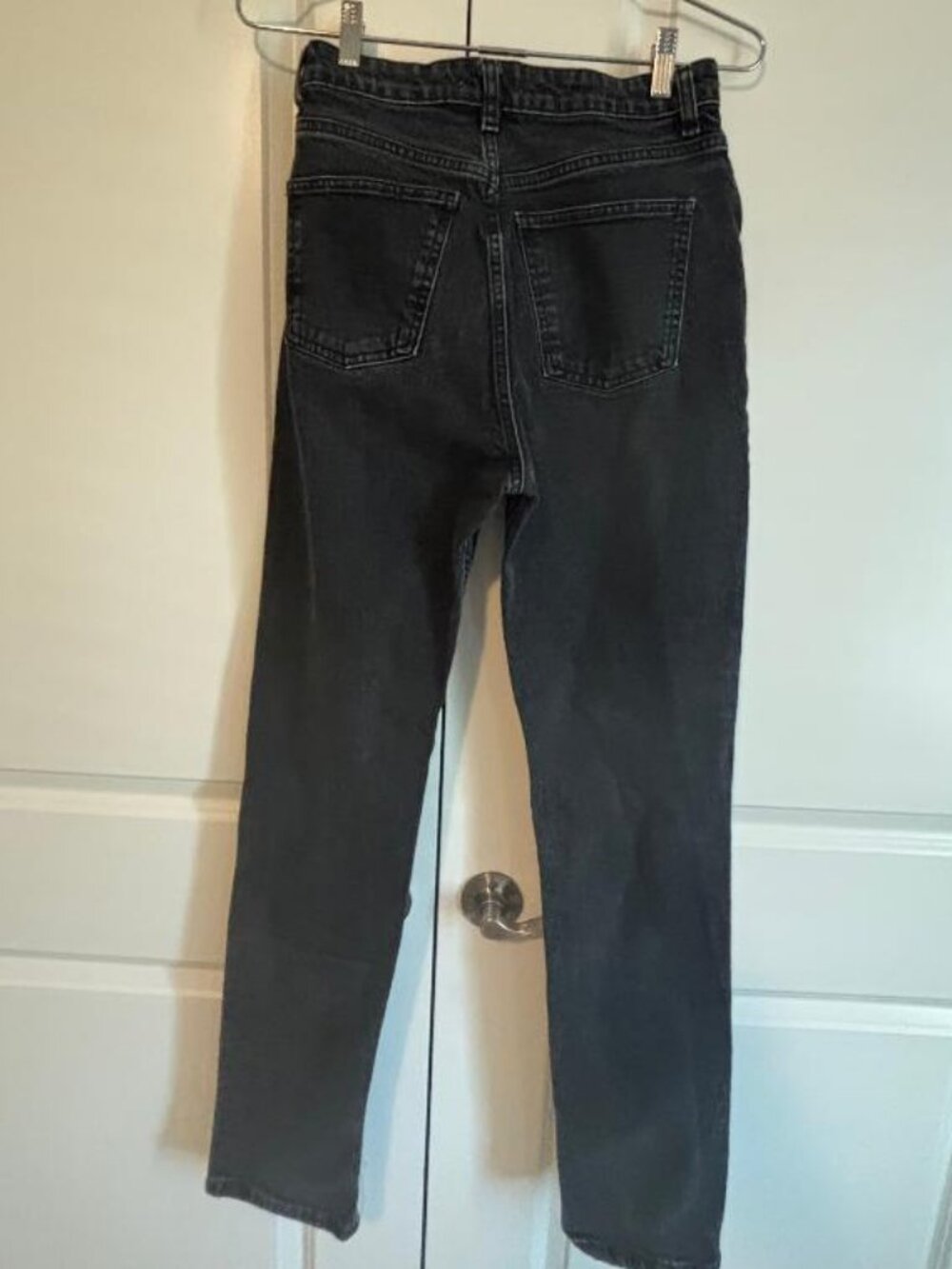Zara charcoal high-waisted, slit-bottom Straight or boot cut denim jeans size 6